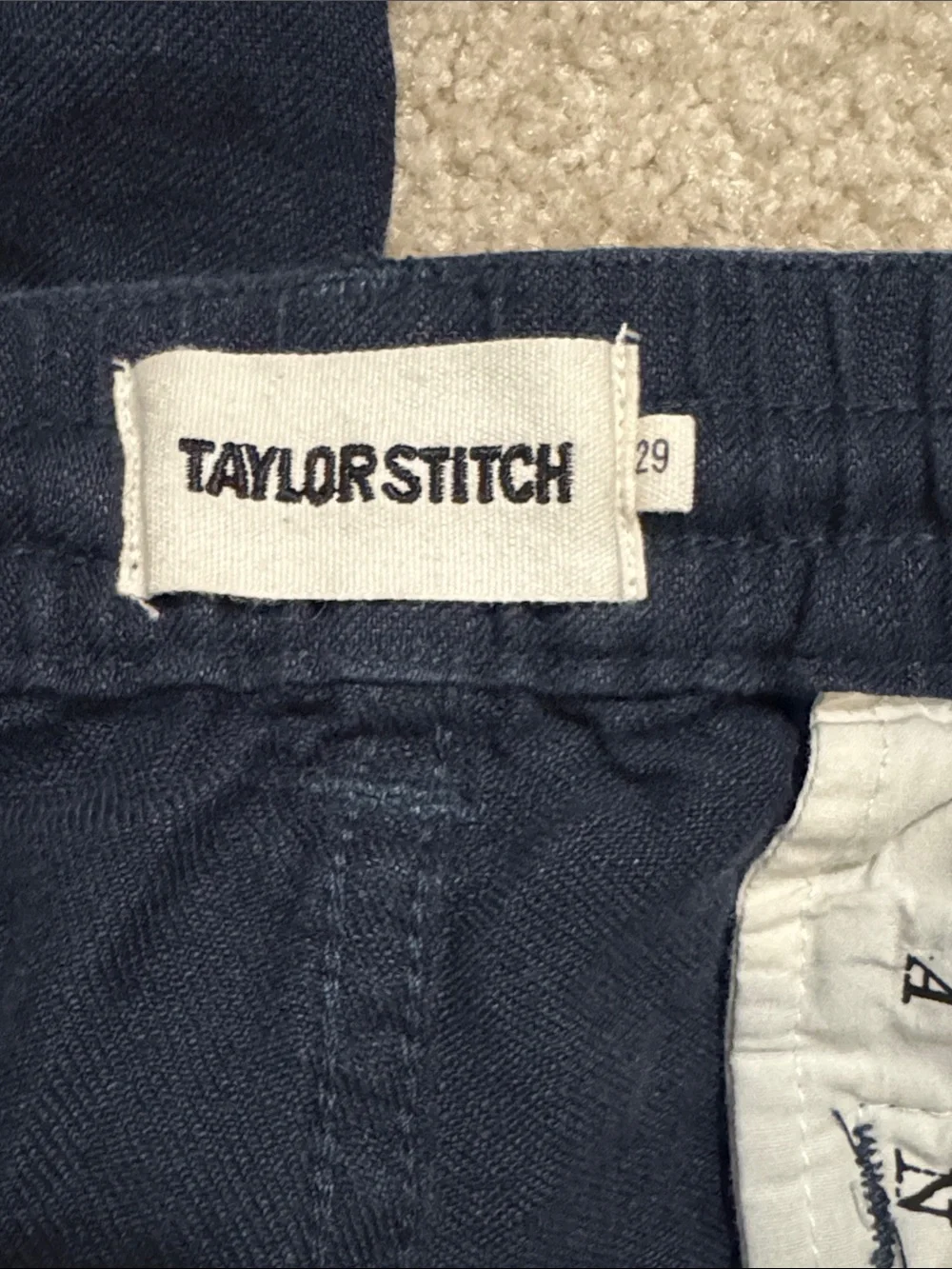 Taylor Stitch Easy Linen Pant Navy Straight Leg Tapered Ankle Minimalist-29